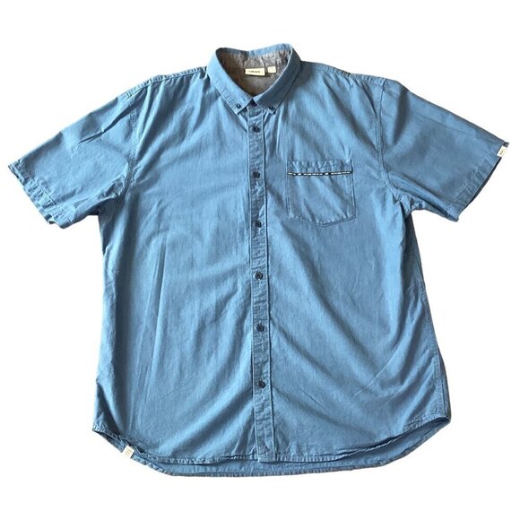 Vans "Off The Wall" Mens 2XL Blue Short Sleeve Casual Button Front Shirt 210R - Picture 1 of 6